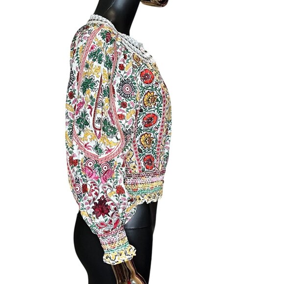 Alice + Olivia Cherelle Printed Cropped Blouse – Size Small - Picture 8 of 12